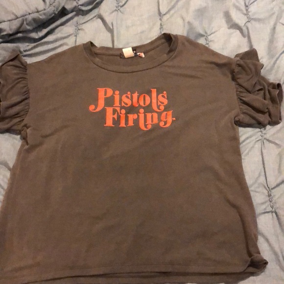 Boutique Ruffle Sleeve Pistols Firing OSU Top - Picture 1 of 1